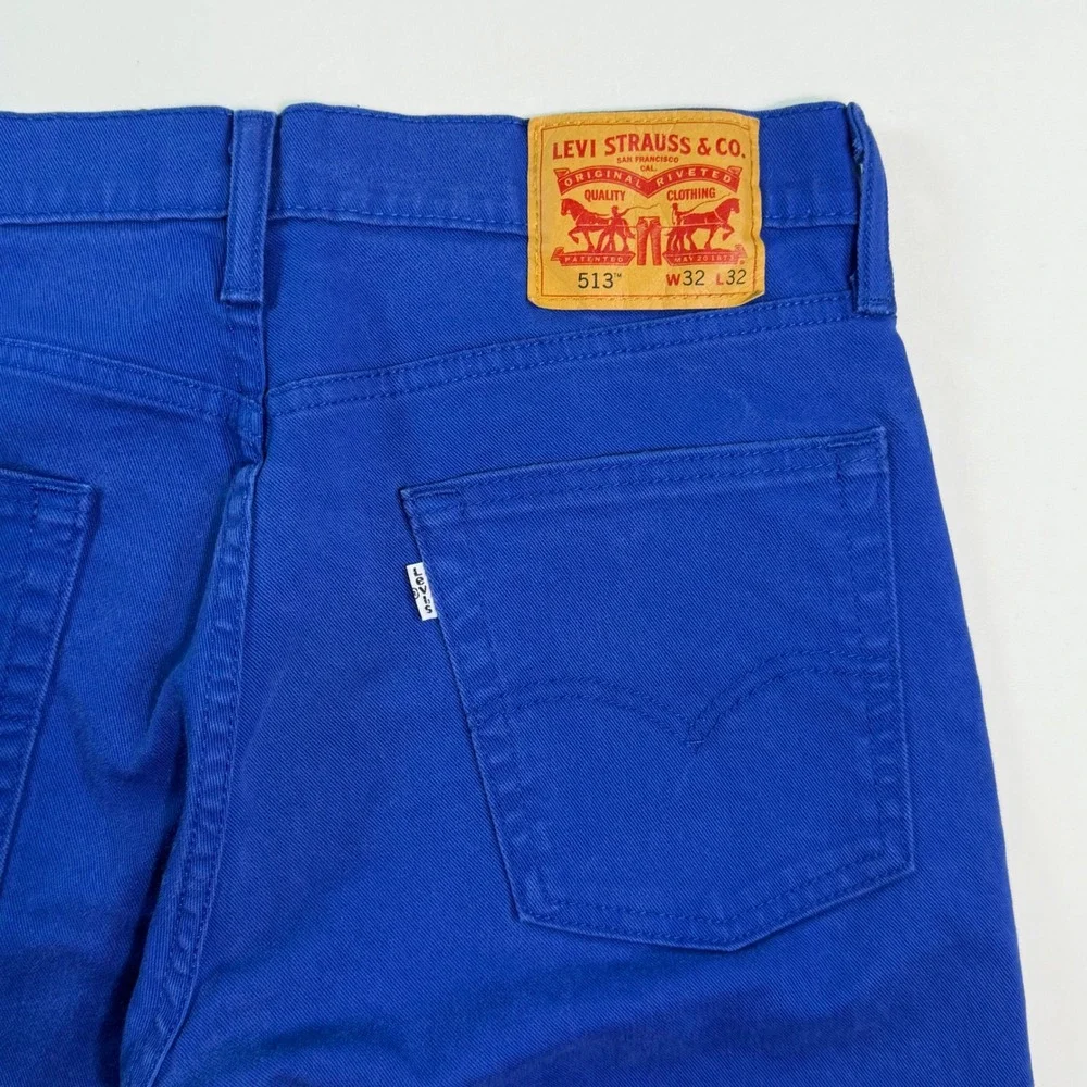 Levis 513‎ Slim Straight Jeans Mens 32x32 Vibrant Blue Stretch Denim Pants